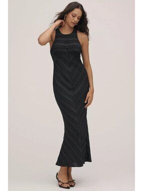 Maeve Textured Slip Midi Dress Black 1X